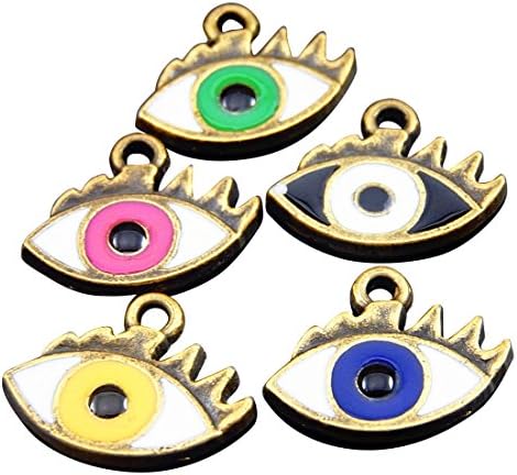 Julie Wang Mixed Color Alloy Ramdon Evil Eye Jewelry Charms Connector Pendant Findings 30PCS