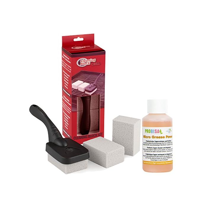 Grillreiniger Fr Ihren Gasgrill Oder Holzkohlegrill Das Grillrost Und Arbeitsflchen Edelstahlreiniger Und Topfreiniger Cleaning Block Grill 1 Halter 3 Putzsteine 50ml Probisa Micro Grease Power