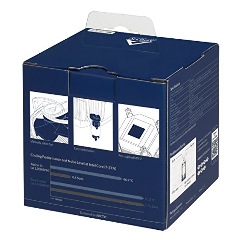 ARCTIC Alpine 11 - Ventilador de ordenador silencioso  Enfriador CPU con ventilador PWM de 80 mm  compatible con Intel