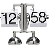 Valkyrie Retro Methanic Leaf Clock Home Office Desk Clock Stainless Steel Double Leg White
