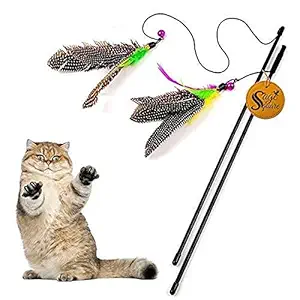 Sage Square Giant 47 cm Jumbo Size Cat Playful Pet Friendly Toy/Feather Teaser Stick/Training Toy for Cat/Kitten/Puppy (Pack of 1) (Random Color)