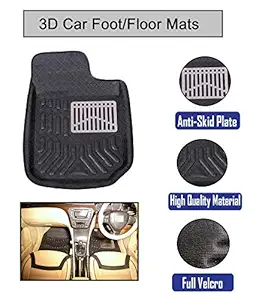 Auto Hub EVA, PVC 4D Car Floor Mats Compatible with Maruti Suzuki A-Star (Model : 2008-2017) -Black.