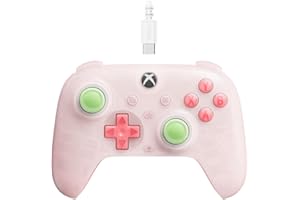 8Bitdo Ultimate Mini Wired Controller for Xbox with RGB Lighting Fire Ring, Hall Effect Joysticks and Triggers, for Xbox Series X|S, Xbox One, Windows 10/11 - Officially Licensed (Translucent Pink)