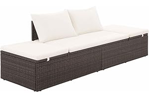 vidaXL Canapé de Jardin Résine Tressée Marron Patio Lit Jardin Chaise Longue