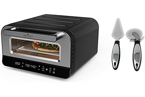 ‎KEMAR KITCHENWARE KPO-220 Elektrischer Pizzaofen mit Pizzaschaufel, Touch Display, bis 450°C (KPO-220 + Zubehör-set)