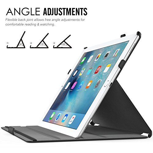 MoKo Hülle für iPad Pro 12.9 2015 – Slim-Fit PU Leder Tasche Schutzhülle Schale Smart Case mit Auto Schlaf / Wach Funktion und Stift-Schleife / Standfunktion für Apple iPad Pro 12.9 Zoll Tablet, Schwarz - 4