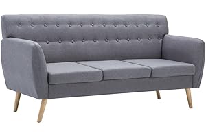 vidaXL Divano a 3 Posti Imbottito Stoffa 172x70x82cm Grigio Chiaro Sofà Canapé