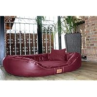 [Gesponsert]tierlando® Nonplusultra LENNART orthopädisches Hundebett mit Visco PLUS Matratze in Kunstleder und Velours! SOFT-Lounge! Gr. XL 110cm Bordeaux Rot