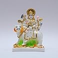 S patnaik Gold Plated Durga Maa Idol Sherawali MATA Devi Murti Marble for Home Temple Pooja Room Office Table Decoration & Gift- 5.5 Inch