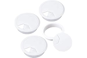 Lanjue 4PCS Desk Grommet, 60mm(2.4inch) White Desk Cable Grommet Cord Plastic PC Computer Wire Hole Cover for Home Office