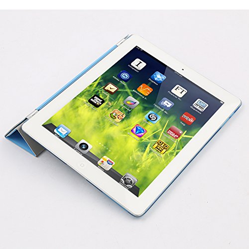 Besmall Neu Ultra Slim Edles iPad 2 3 4 Hülle – Smart Cover Leder Case Schutz Hülle Tasche + Back Case – inkl. Displayschutzfolie Reinigungstuch Stift mit Multi Ständer Auto Sleep Wake (iPad 2/3/4, Farbe:Weiß) - 2