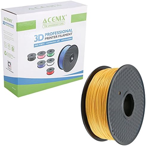 ACENIX® Gold PLA 3D Printer Filament, 1kg Spool, 1.75 mm, Dimensional Accuracy +/- 0.03 mm 1KG [2.2 LBS] Spool 3D Filament for 3D Printers & 3D Pens