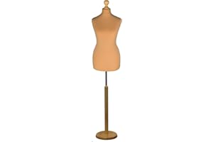 Display Guru Tailor Dummy torso Female UK Size 14/16 Light Wood ROUND BASE Gold