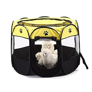 Parque para mascotas Bworppy: tienda de campaña plegable, resistente al agua, con pantalla extraíble – Corral para perro, gato o cachorros.