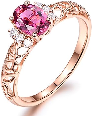 Luxury Solid 14K Rose Gold Vibrant Natural Pink Tourmaline Eternity Ring Finger Sizes 4 to 13 Available