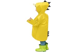 XINYUNZU Regenponcho Kinder Dino Regenjacke Lang Unisex Regencape Wasserdicht Winddicht Regenmäntel mit Aufbewahrungstasche Kapuzenjacke Outdoor Regenjacken für Jungen und Mädchen 1-8 Jahre Alt