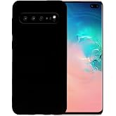 Samsung Galaxy S10 Plus ile Uyumlu Kılıf İnce Sıvı Silikon Tam Koruma Yumuşak Jel Silikon Kapak - Siyah