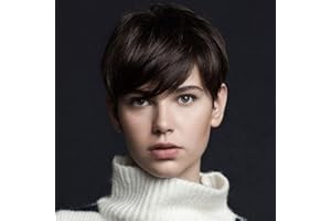 Creamily Pelucas marrones cortas para mujeres, pelucas cortas de pelo Pixie, peluca corta de pelo sintético Natural en capas esponjosas para mujeres