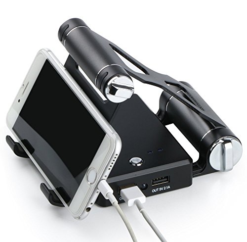 ULTRICS® Einstellbare Aluminium Handy Stand mit 10000mAh Dual USB Powerbank, 270 Grad Drehen Multi Betrachtungswinkel Handy-Standplatz, Desktop-Lade-Dock für iPhone iPad Samsung Galaxy Sony Xperia HTC LG iPod Nokia Tablet für Home Office Küche - 3
