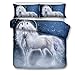 Produktbild Sehr weicher warengriff Kid 's Quilt Bettbezug Set Einhorn Design Bettwäsche Sets enthalten Bettbezug Kopfkissen in Single Queen King Größe, perfekte für Kinder Schlafzimmer, design 3, Single(135x200 cm)-fit for 1.2M bed