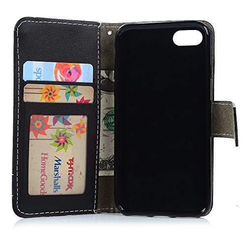iPhone 7 Hardcase iPhone 7 Flip Hülle YOKIRIN Premium Kunstleder Muster Purse Geld PU Leder Schutzhülle TPU Innenschale Wallet Case Brieftasche Flipcase Klapptasche Portemonnaie Handyhülle mit Karteneinschub Standfunktion und Magnetverschluß Schwarz - 7