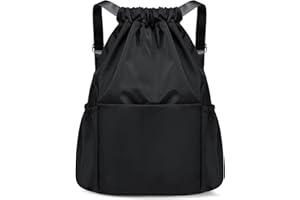 X SIM FITNESSX Sport Turnbeutel, Wasserdicht Beutel Unisex Rucksack Daypack Gym Bag, Sportbeutel Beuteltasche für Schule Sport, Reisen und Outdoor (Schwarz)