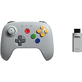 8BitDo 64 2.4G Wireless Controller N64 konsol, Analog 3D, ve Windows Uyumlu (Gri)