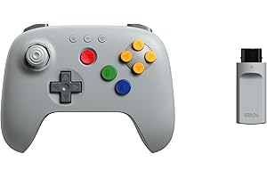 8BitDo 64 2.4G Wireless Controller for Original N64 Console, Analogue 3D, and Windows (Grey)