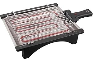Jata BQ95 Electro Barbacoa Perfecto Para Dos Personas Sin Humos Ni Olores Desmontable Parrilla con 2 Alturas Bandeja de acero Inoxidable Cocina Sano con Agua [Clase de eficiencia energética A]