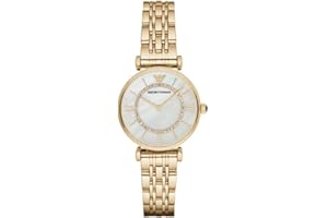 Emporio Armani Reloj Mujer, Movimiento de Cuarzo bimanual y Caja de 32 mm con Correa de Acero, Piel o Silicona