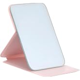 Katlanabilir Stantlı Makyaj Aynası | Pembe Deri &Ccedil;anta Boyu Mini Ayna 723190