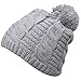 Topro Pom-Pom Cable-knit Fold Up Beanie Warm Hat Unisex Color Grey