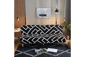 Mingfuxin Armless Sofa Bed Cover, Spandex Stretch Futon Slipcover Protector, Non-Slip Elastic Folding Couch Sofa Shield Fits for 2-3 Seater Folding Sofa Bed without Armrests(Printed # 3266)