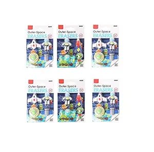 BulkHunt 6 Sets Eraser Stationery Set Solar Space Astronaut Theme Return Gifts for Boys and Girls