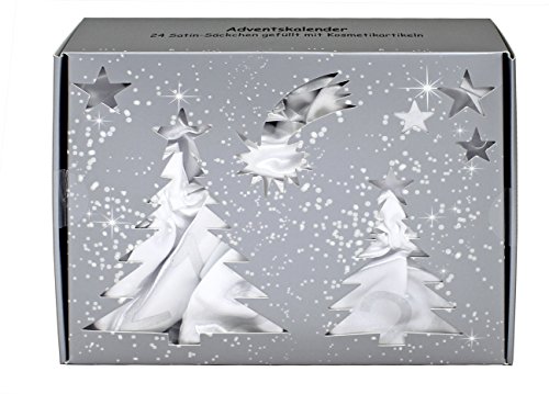 BriConti Calendario dell' Avvento con sacchettini in raso, color bianco/argento