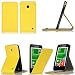 Produktbild Tasche Leder Style Nokia Lumia 630 gelb Dual Sim "Stand up" Hülle Cover - Zubehör Etui smartphone 2014 Nokia 630 3G/Wifi Flip Case Schutzhülle (Handy tasche folio PU Leder, yellow) - Brand XEPTIO accessoires