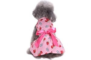 Barrageon Gatti Cani Abito Animale Domestico Camicia Gonna Carino Bowknot Estate Vestito Abiti Piccolo Media (Rosa-XS)