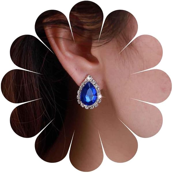 Orecchini A Fiore In Cristallo Blu Vintage – Grandi Petali Di Strass Con Zirconi, Borchie Scintillanti Da Sposa, Gioielli Boho Per Donne E Ragazze - 2