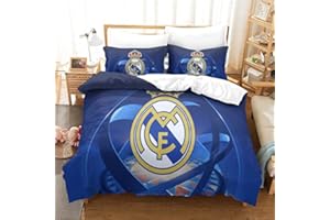 WINUO Equipo de Fútbol Juego de Funda Nórdica 200X200cm (Cama de 105/135) Funda de Edredón de Microfibra Suave con 2 Fundas de Almohada 50x75