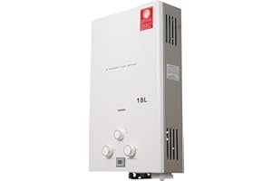 Lfhelper 18L 36KW Gasdurchlauferhitzer, LPG Warmwasserbereiter, 4.8 GPM Propangas Tankloser Kesselbrenner Sofort-Heißwasserbereiter mit Duschkopf-Kit für Ventilierte Häuser, Kabinen, Campingdusche