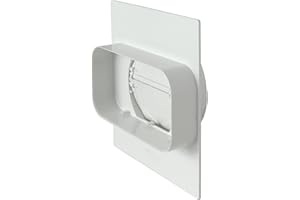 La Ventilazione PMV157100B Placca per Passaggi a Muro da Tubo Rettangolare a Tondo con Valvola di Non Ritorno, 150x70 mm - 100 mm