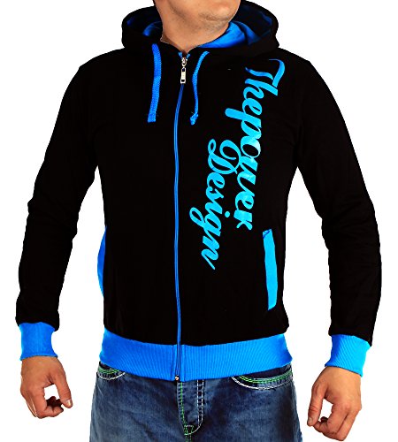 Herren Kaputzenjacken The power Design 506 (L-Slim, Schwarz-Blau)
