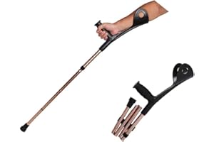 WSADZXC77 Stampelle avambraccio camminare aiuta il pieghevole stampelle utente Peso 120 Kg coppia del cambio con il gomito brace altezza in alluminio leggero massima regolabile antiscivolo/durevole,Marrone