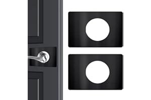 Zolunu Door Lock Repair Plate, Door Lock Reinforcement Plate, Door Lock Fixing Plate, Door Knob/Lever/Deadbolt Fixing Filler Cover Plate, Prevent Door Lock Loose or Wobbly - Black 2 Pack