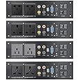 Audiovan Multimedia AV Wall Face Plate with HDMI Connector, Audio Connector LAN Wire & Power Ports & USB Port with 6 Months Warranty (12 Module, Black)