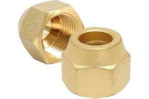 TOOLKNIGHT 2 Stück Bördelüberwurfmutter, 1/4 Zoll Kältemittelleitung Bördel Überwurfmutter, Messing Bördelmuttern Klimaanlage Teile Anschlüsse,1/4" Muttern für Kupferrohre von Klimaanlagen