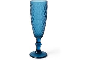 FRANCACOR PACK 6 COPAS DE CRISTAL DE COLORES champan 20 X 7 CMS CAPACIDAD 150 ML - DIAMOND (AZUL)