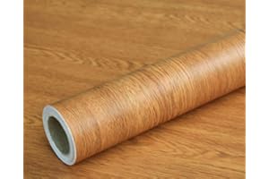 SIMPLEMUJI 15.6inch by 79inch Brown Wood Grain Waterproof Self Adhesive Shelf Liner Dresser Drawer Cabinet Sticker （Brown Winged Wood）