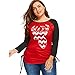 Produktbild VENMO Frauen Weihnachten Drucken Langarm Spleißen Top Kapuzenpullover Neuheit T-Shirt Übergröße Klassisch Jahre Retro Strickpullover Langarm Farbe lose Strickpullover Strick-Tops (Red, 5XL)