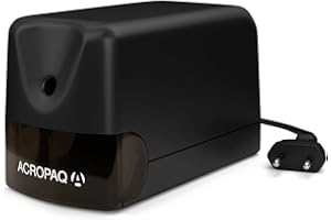 ACROPAQ Taille crayon électrique - Professionnel, Avec reservoir, Démarrage et Arrêt Automatiques, Taille en quelques secondes - Noir - S100
